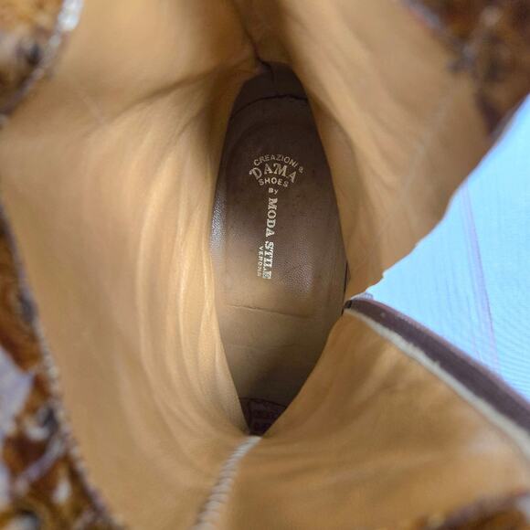 Vintage Patent Ostrich Skin Boots Brown Bronze 42 / 10-10.5 - Picture 8 of 10